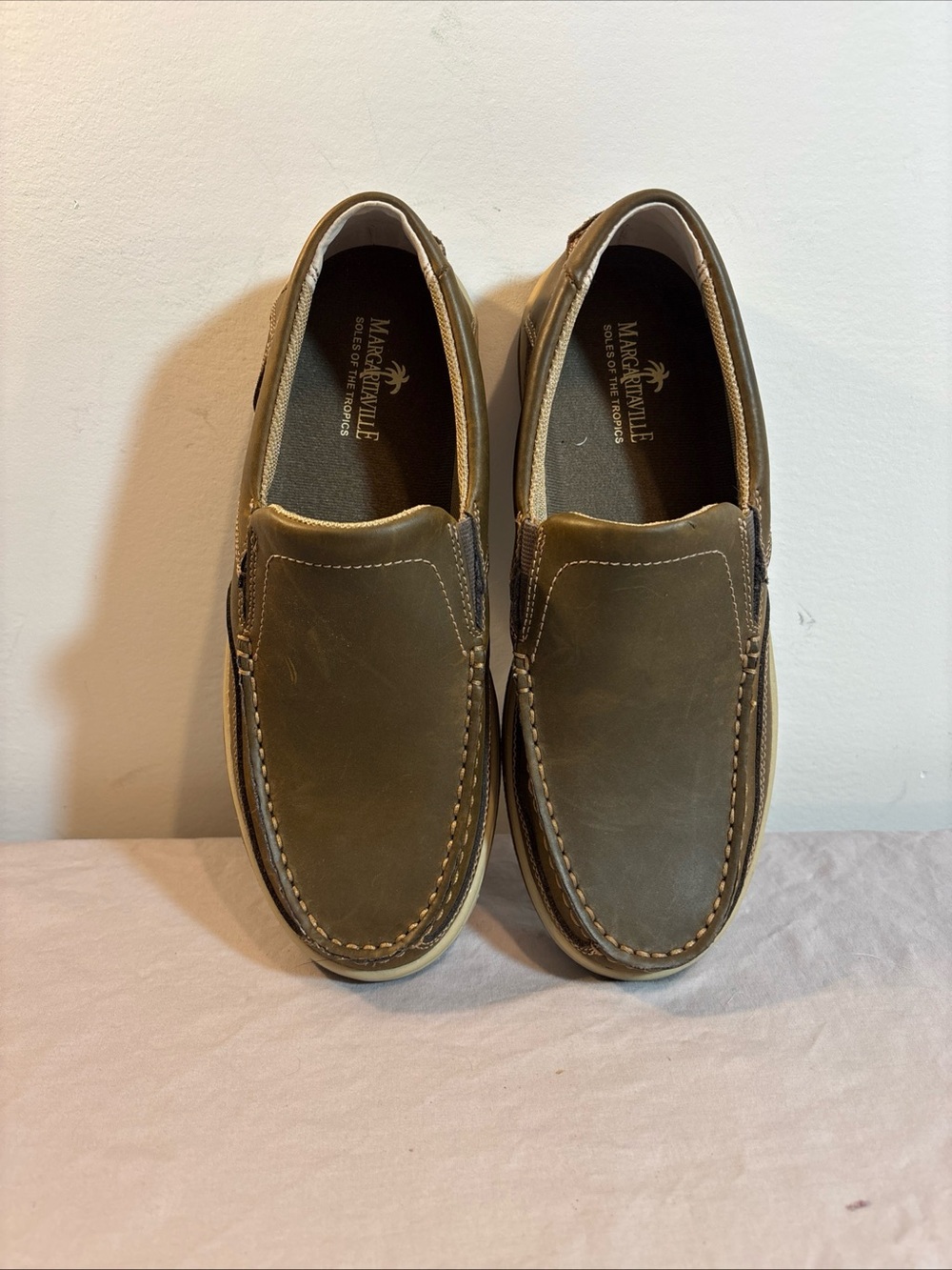 Margaritaville Men's Olive-Brown Slip-On Moccasins